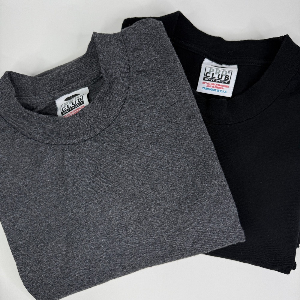 Pro Club Heavy Weight Long Sleeve T-Shirt Bundle Mens Large Black Charcoal